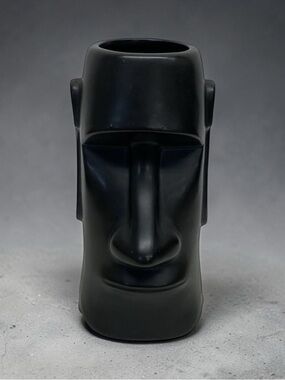 Vintage Tiki Cup Mug Vase OMC Black Hawaiian Easter Island Japan